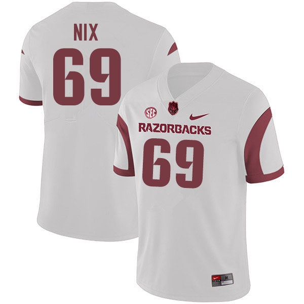 Men #69 Austin Nix Arkansas Razorbacks College Football Jerseys Sale-White - Click Image to Close